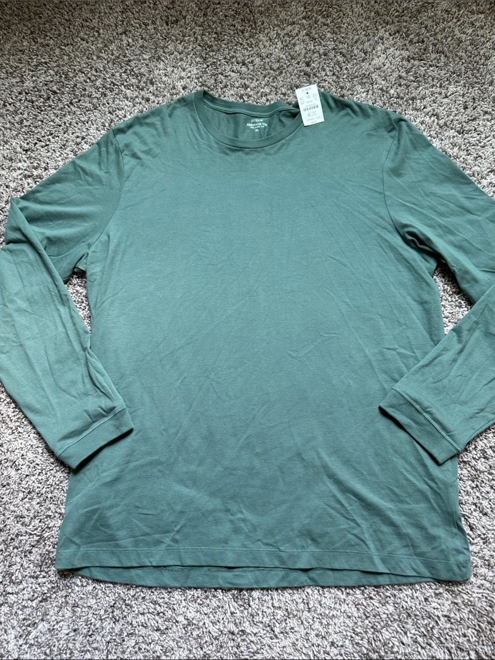 J.Crew Relaxed Fit Heritage Tee Men's Long Sleeve Crewneck Shirt - Green